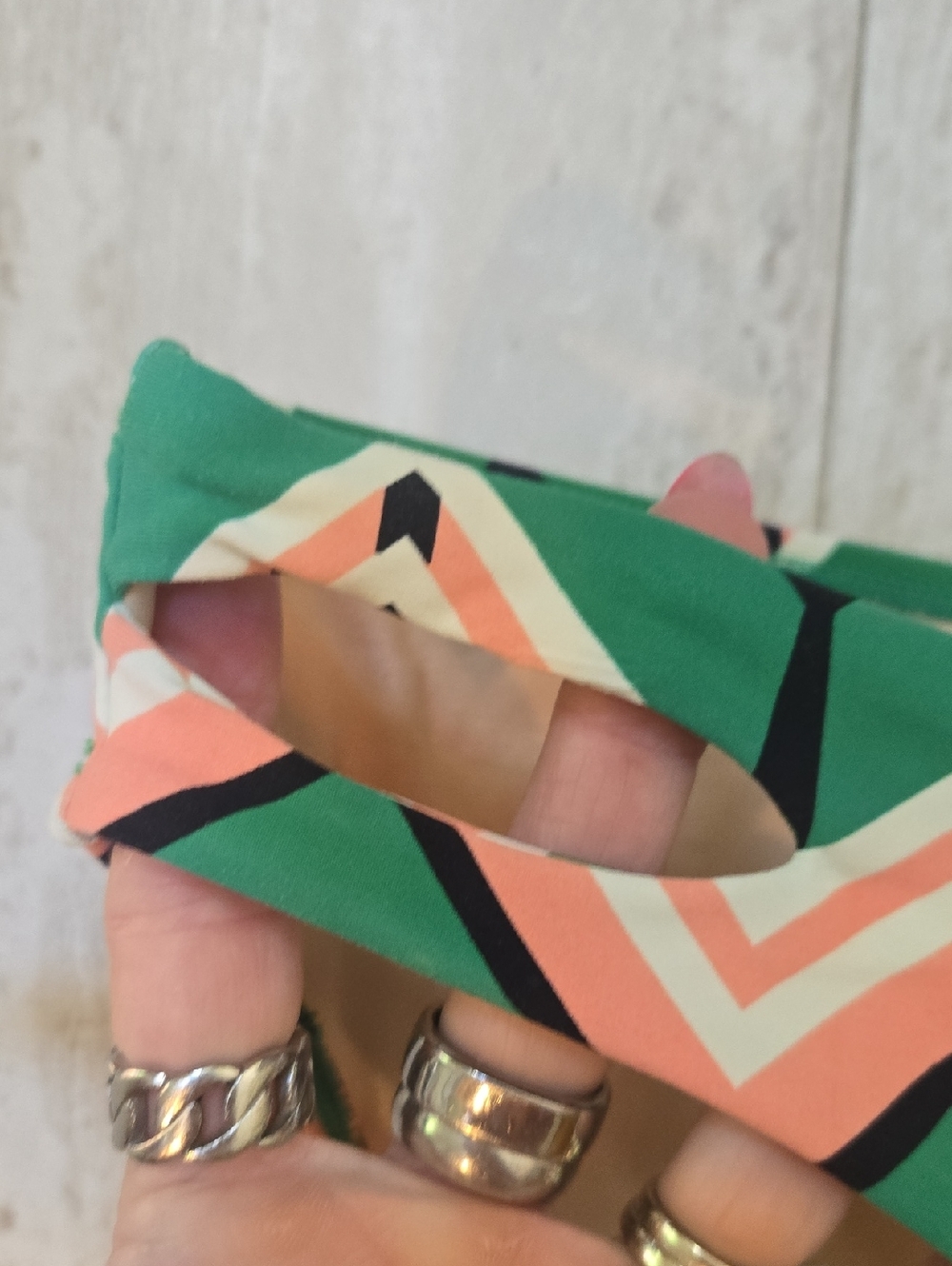 Anthropologie Green/Pink Design Print Cut-Out Side Cheeky Bikini Bottoms - Picture 2 of 8